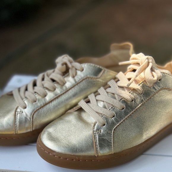 Sam Edelman Reve Womens Jayme genuine leather Sneakers Gold - Size 8.5 - Picture 1 of 9
